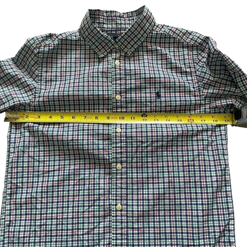 Ralph Lauren Junior plaid blue pink button up long sleeve shirt large (14-16)